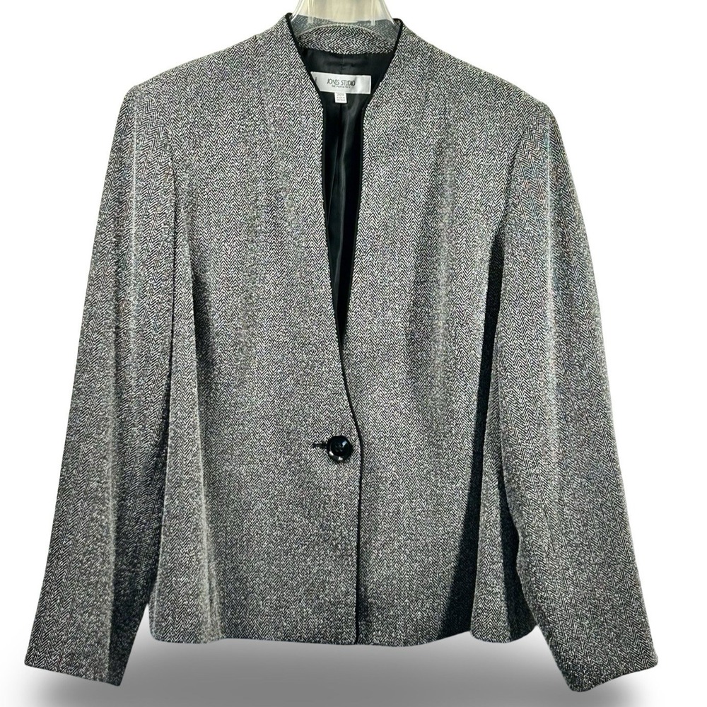 Jones Studio Separates Tweed 1-Button Blazer Plus Size 20W Career Office Neutral